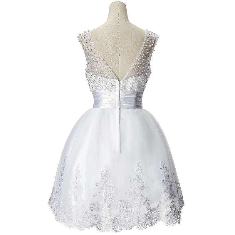 A-Linien-Partykleid aus Tüll mit Juwelen und Perlen