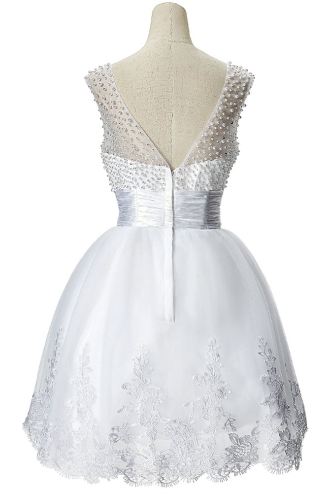 A-Linien-Partykleid aus Tüll mit Juwelen und Perlen