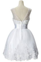 A-Linien-Partykleid aus Tüll mit Juwelen und Perlen