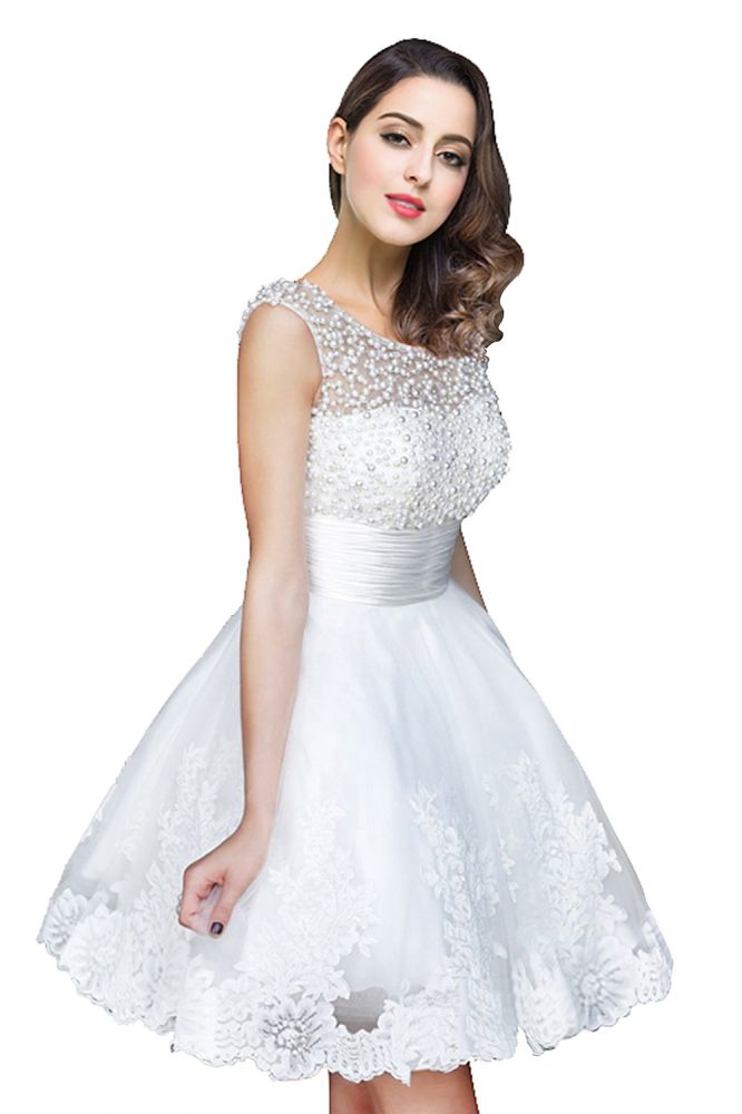 A-Linien-Partykleid aus Tüll mit Juwelen und Perlen