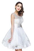 A-Linien-Partykleid aus Tüll mit Juwelen und Perlen