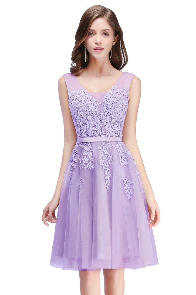 Knielanges A-Linien-Ballkleid aus Tüll mit Applikationen