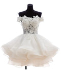 Teresia | Vestido de fiesta de encaje con organza, corte A y hombros descubiertos