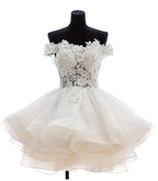 Teresia | Vestido de fiesta de encaje con organza, corte A y hombros descubiertos