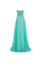 Vestido de fiesta largo de gasa con corte en A y cuentas de cristal PG250