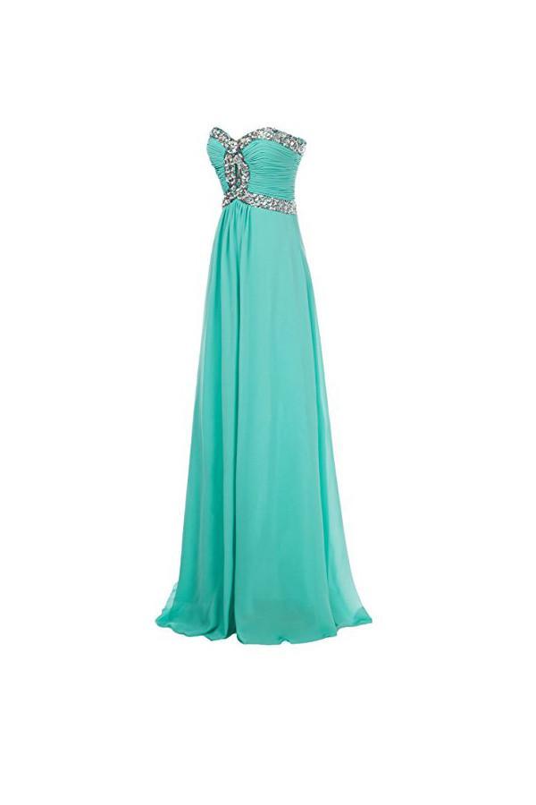 Vestido de fiesta largo de gasa con corte en A y cuentas de cristal PG250