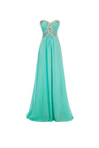 Vestido de fiesta largo de gasa con corte en A y cuentas de cristal PG250