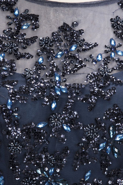 A-line Long Sleeves Plus Size Floor Length Crystals Tulle Prom Dresses