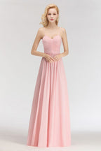 Vestido de dama de honor largo con escote en forma de A y escote en forma de corazón, sin mangas y corte espagueti