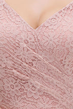Vestido de dama de honor de gasa con escote en V largo, sin mangas, estilo formal, con parte superior de encaje