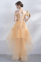 A-Linie, schulterfrei, High Low, Tüll, Homecoming-Kleid, PD211