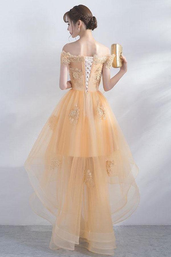 A-Linie, schulterfrei, High Low, Tüll, Homecoming-Kleid, PD211
