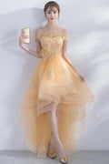 A-Linie, schulterfrei, High Low, Tüll, Homecoming-Kleid, PD211