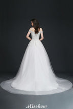 A-Linie Off-the-Shoulder Tüll Elegante Brautkleider mit Applikationen