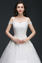 A-Linie Off-the-Shoulder Tüll Elegante Brautkleider mit Applikationen