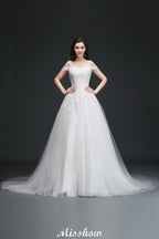 A-Linie Off-the-Shoulder Tüll Elegante Brautkleider mit Applikationen