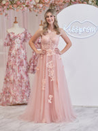 A-Linie One-Shoulder-Ballkleid in Schwarz mit Applikationen