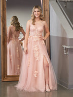 A-Linie One-Shoulder-Ballkleid in Schwarz mit Applikationen