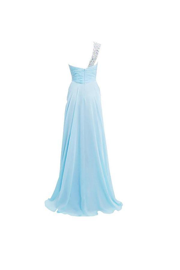 Vestidos de dama de honor largos de corte A con un solo hombro PG266