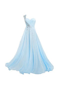 Vestidos de dama de honor largos de corte A con un solo hombro PG266