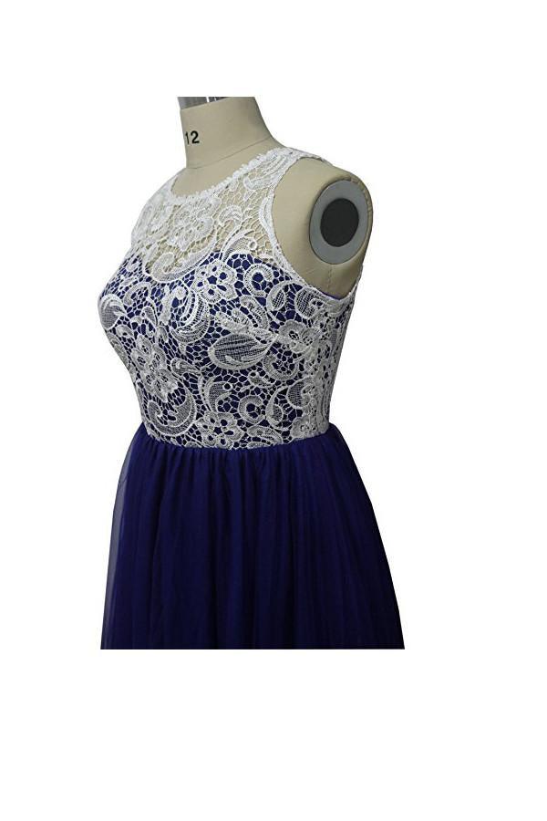 Vestido de fiesta de corte A con encaje para dama de honor, vestidos de noche largos PG246