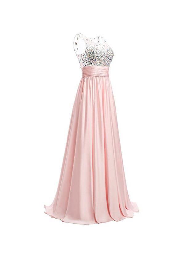 Vestidos de fiesta de corte A, largos hasta el suelo, de gasa, PG255