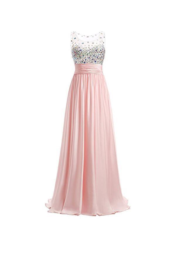 Vestidos de fiesta de corte A, largos hasta el suelo, de gasa, PG255