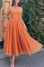 Melina | A-Linie Ballkleider Sparkle &amp; Shine Kleid Cocktailparty Bodenlang Ärmellos Sweetheart Spitze mit Pailletten
