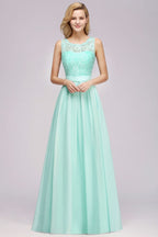 Vestido de dama de honor con volantes, corte A, encaje festoneado, sin mangas, largo hasta el suelo, para fiesta de boda