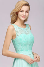 Vestido de dama de honor con volantes, corte A, encaje festoneado, sin mangas, largo hasta el suelo, para fiesta de boda