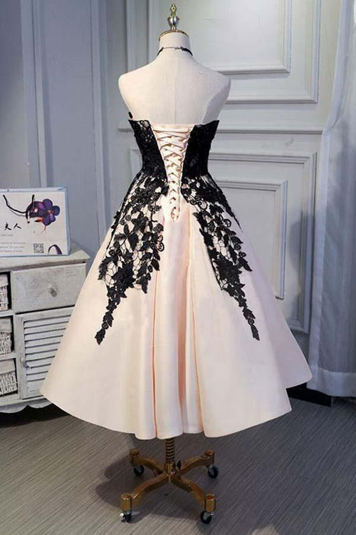 Vestidos de fiesta cortos de satén con escote en forma de corazón y encaje, vestidos de regreso a casa PD151