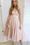 A-Linie Satin Herzausschnitt Tee Länge Homecoming Kleid Kurzes Ballkleid PD414