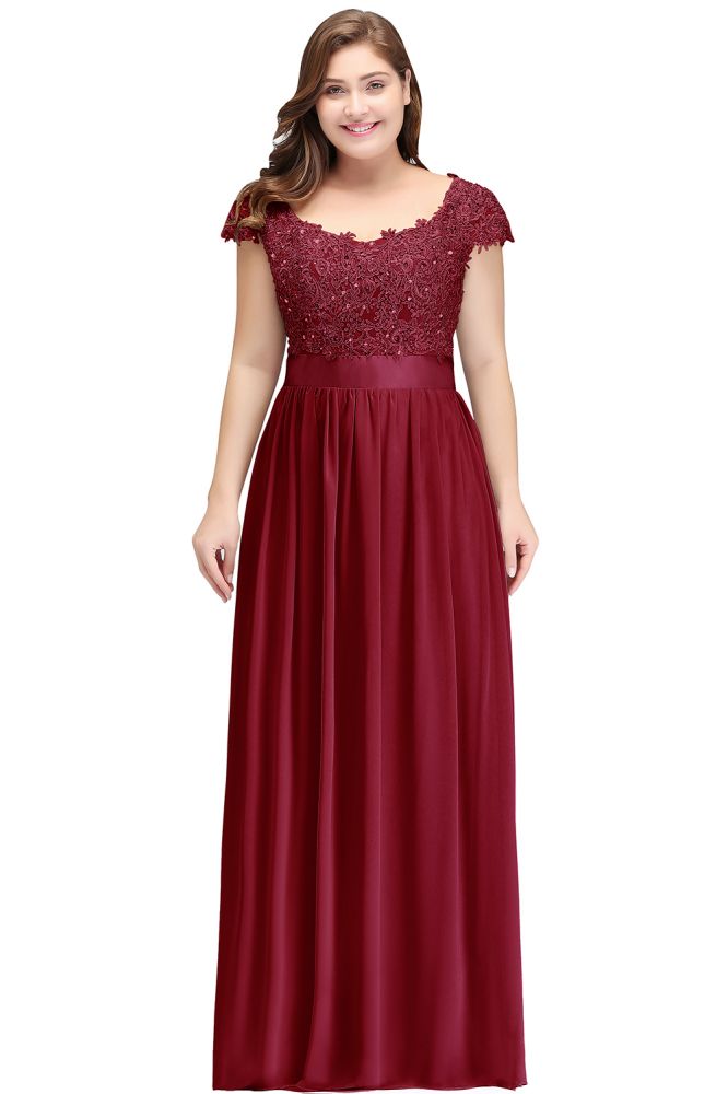Vestidos de noche plateados con corte A, escote redondo, largo hasta el suelo, mangas casquillo, apliques y faja