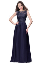 A-Linie Ärmellos Rundhals Bodenlang Spitzentop Chiffon Ballkleider