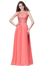 A-Linie Ärmellos Rundhals Bodenlang Spitzentop Chiffon Ballkleider
