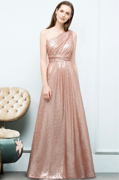 A-Linie Ärmellos Bodenlang One-Shoulder Pailletten Ballkleider