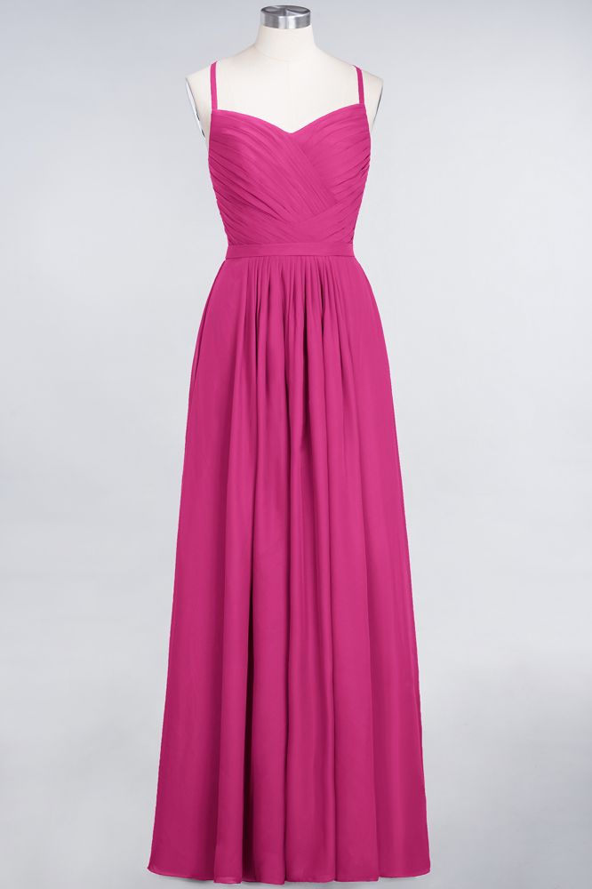 Vestido de dama de honor de corte A con tirantes finos, escote corazón, sin mangas, con volantes, de gasa, vestido de noche largo