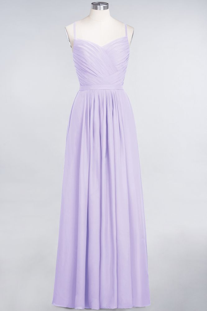 Vestido de dama de honor de corte A con tirantes finos, escote corazón, sin mangas, con volantes, de gasa, vestido de noche largo