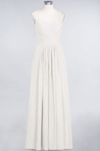 Vestido de dama de honor de corte A con tirantes finos, escote corazón, sin mangas, con volantes, de gasa, vestido de noche largo