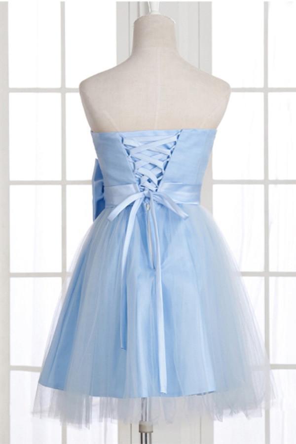 A-Linie Trägerlos Schleife Kurzes Ballkleid Homecoming Kleid PG148
