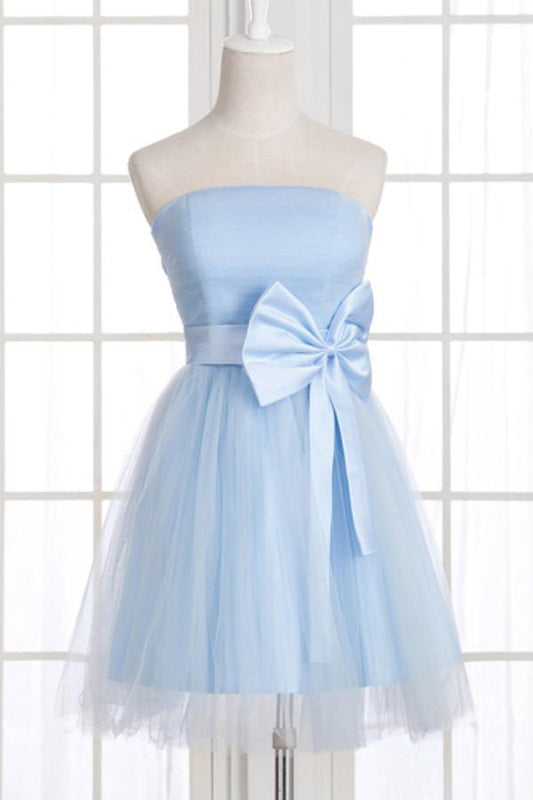 A-Linie Trägerlos Schleife Kurzes Ballkleid Homecoming Kleid PG148