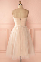A-Linie, trägerlos, knielang, Herzausschnitt, Tüll, Homecoming-Kleid, PD137