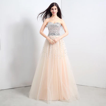 A-Linien-Partykleid aus trägerlosem Tüll mit Pailletten
