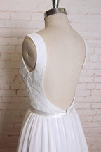 A-line Straps Court Train Chiffon Appliques Backless Wedding Dresses  WD172