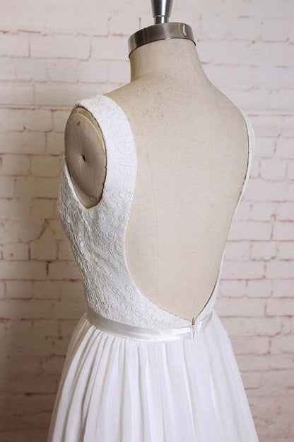 A-Linie Träger Hofschleppe Chiffon Applikationen Rückenfrei Brautkleider WD172