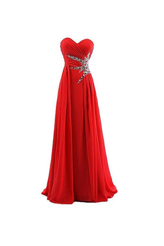 A-Linie Herzausschnitt Perlenbesetzt Chiffon Ballkleid Abendkleid PG262