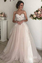 A-Linie Herzausschnitt Boho Brautkleid Spitze Romantische Brautkleider WD520