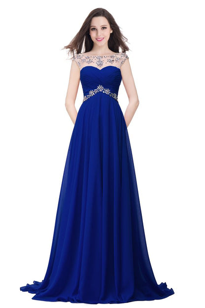 A-Linie Herzausschnitt Kristall Chiffon Abendkleid