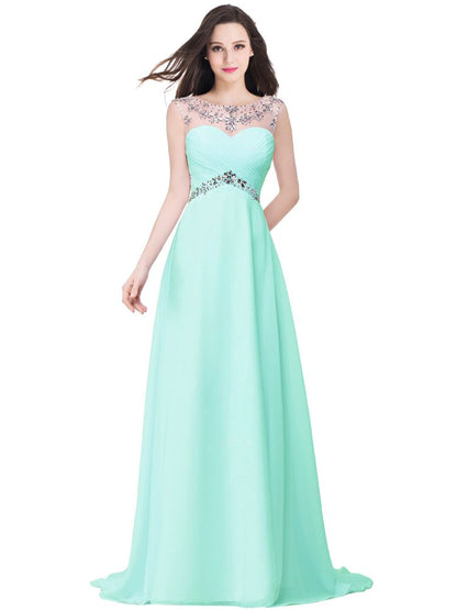 A-Linie Herzausschnitt Kristall Chiffon Abendkleid