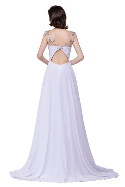 A-Linie Herzausschnitt Kristall Chiffon Abendkleid
